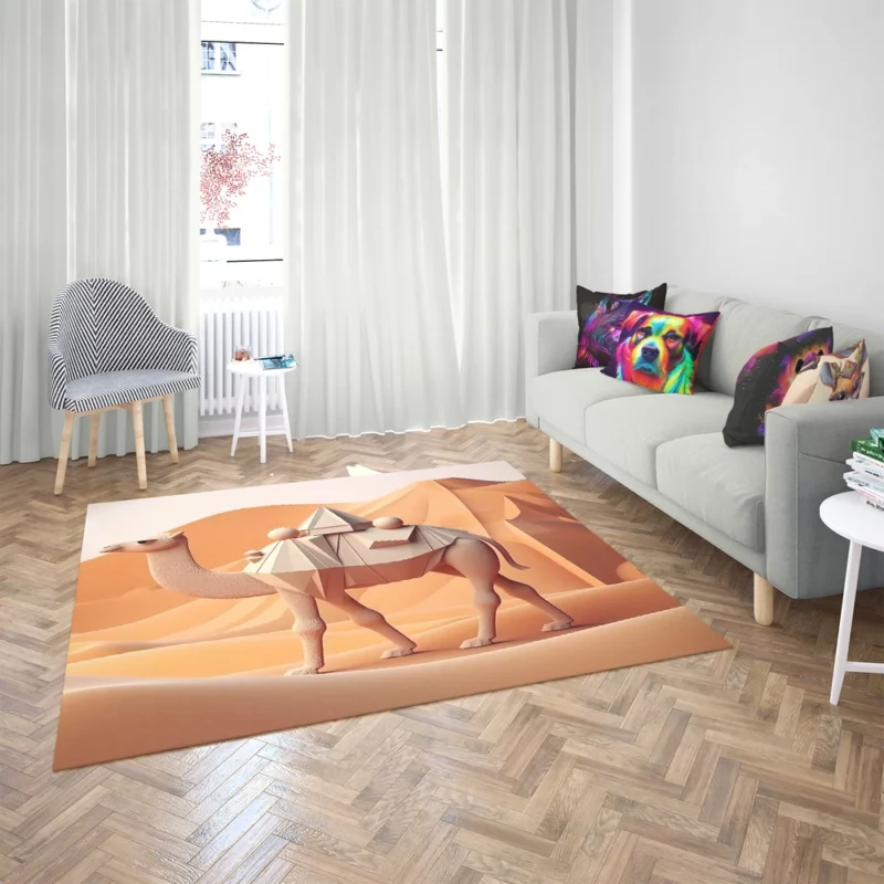 Polygonal Camel Illustration Rug 2