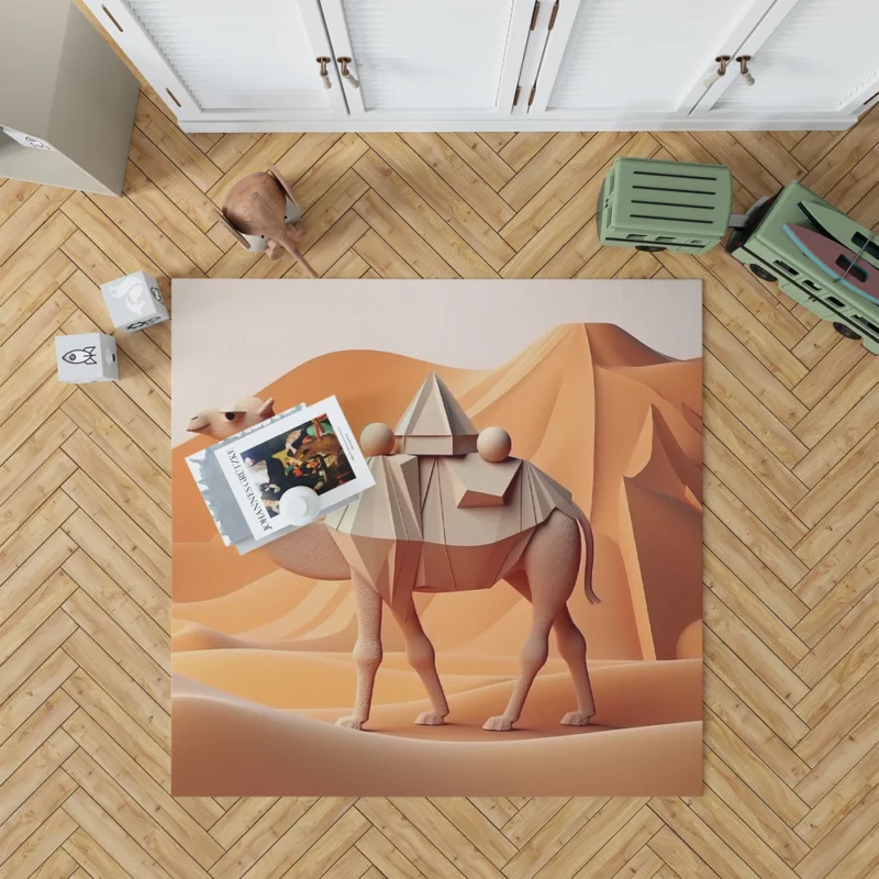 Polygonal Camel Illustration Rug