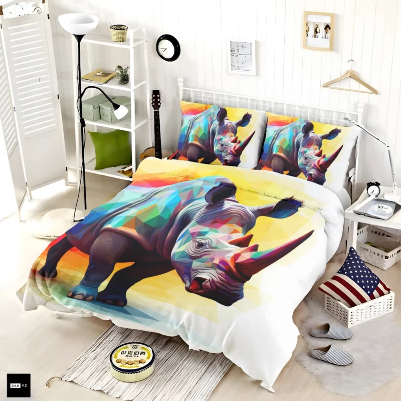 Polygonal Rhino Illustration Bedding Set