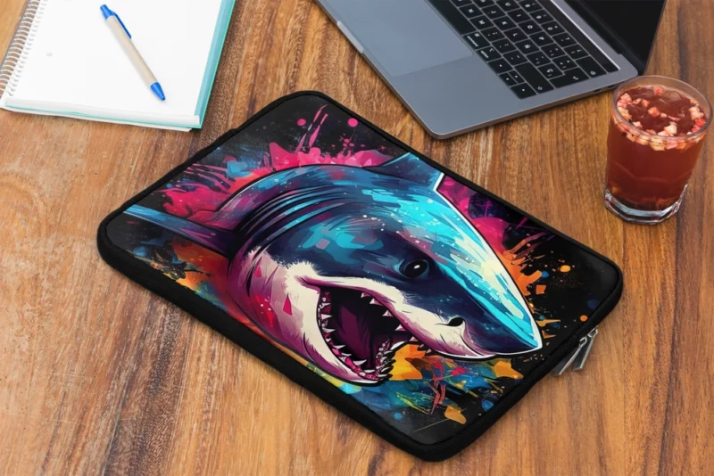 Pop Art Shark on Dark Background Laptop Sleeve 2