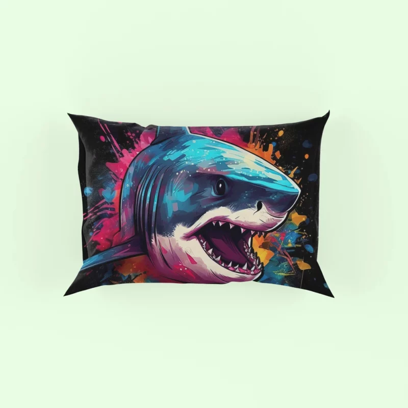 Pop Art Shark on Dark Background Pillow Case