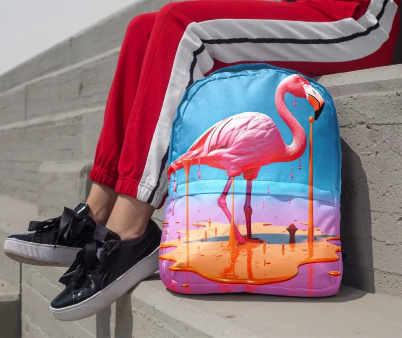 Portrait Pink Bird Splashing Minimalist Backpack 1