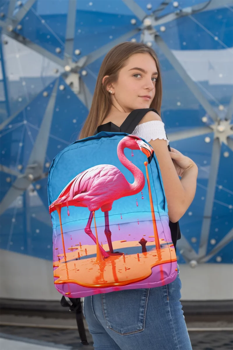 Portrait Pink Bird Splashing Minimalist Backpack 2