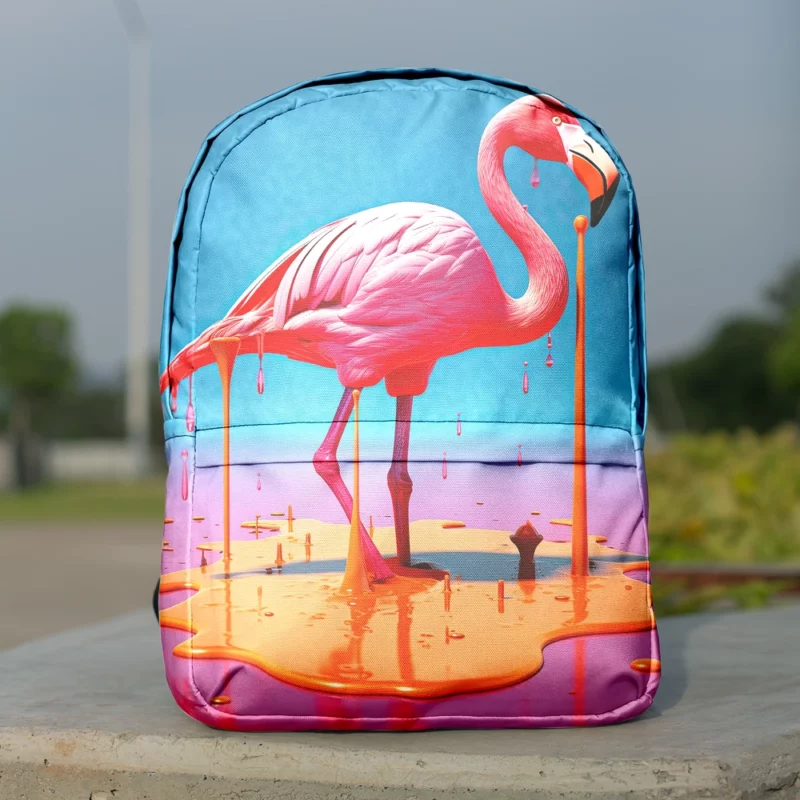 Portrait Pink Bird Splashing Minimalist Backpack