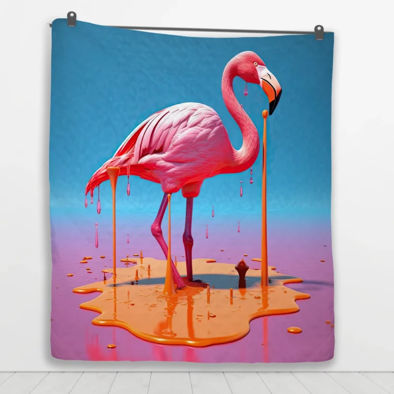 Portrait Pink Bird Splashing Quilt Blanket 1