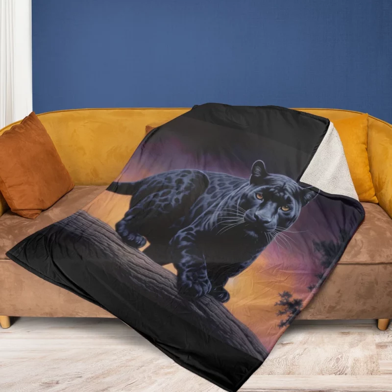 Portrait of a Malaysian Black Panther Fleece Blanket 1