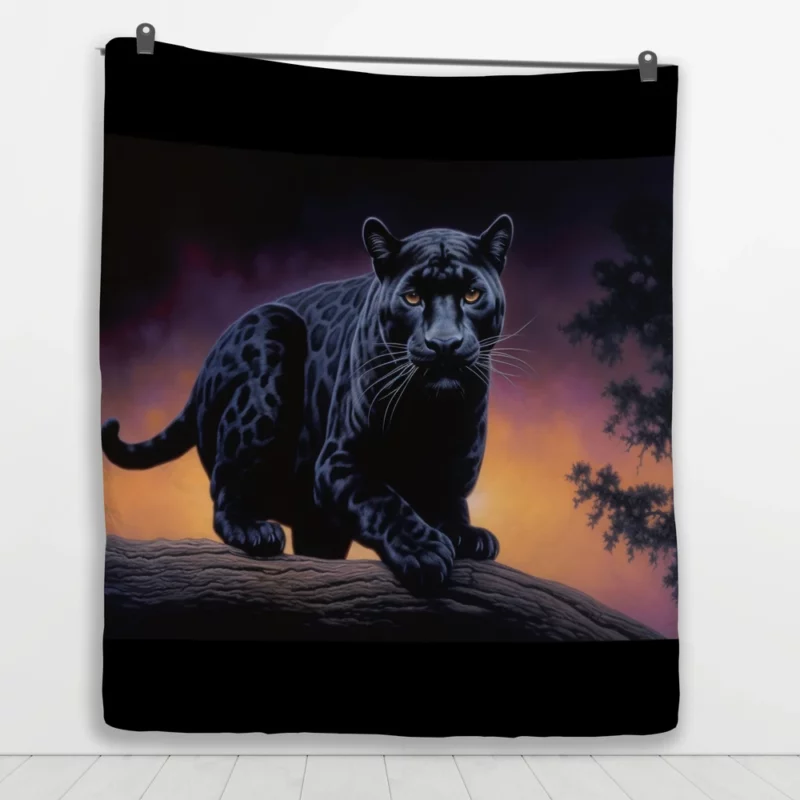 Portrait of a Malaysian Black Panther Quilt Blanket 1