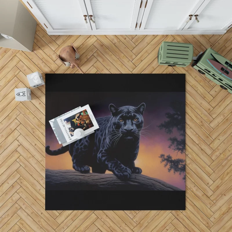 Portrait of a Malaysian Black Panther Rug