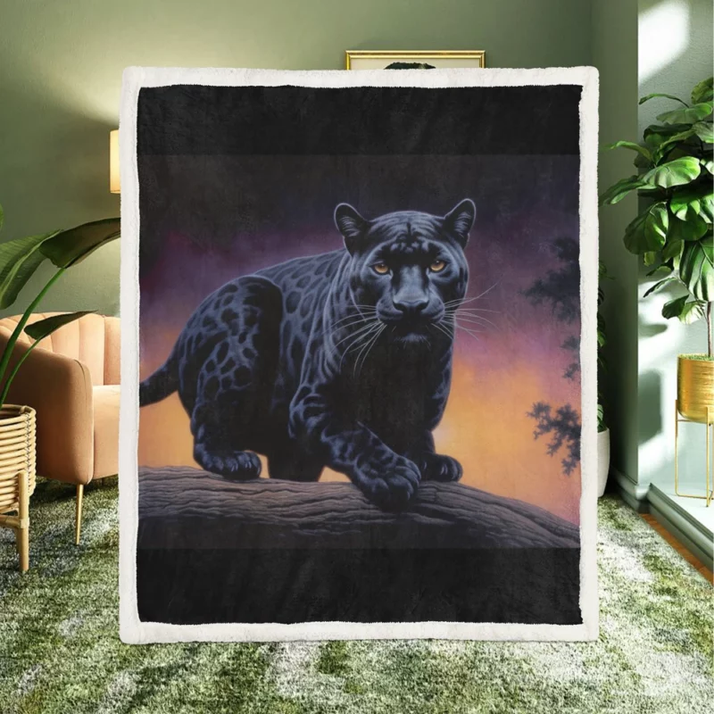 Portrait of a Malaysian Black Panther Sherpa Fleece Blanket