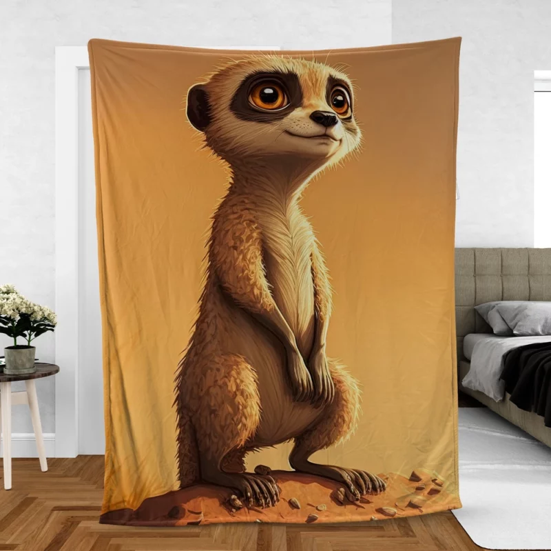 Posing Meerkat Cartoon Star Fleece Blanket