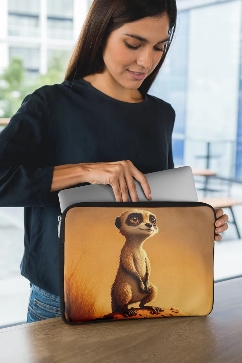 Posing Meerkat Cartoon Star Laptop Sleeve 1