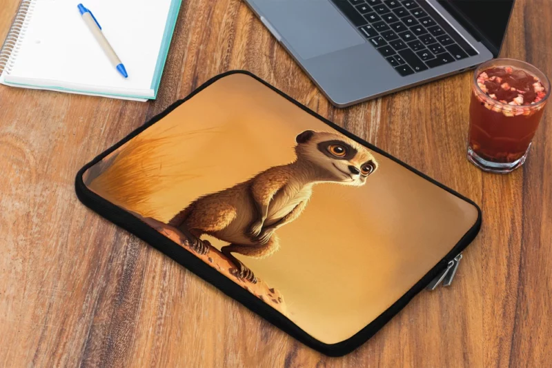 Posing Meerkat Cartoon Star Laptop Sleeve 2