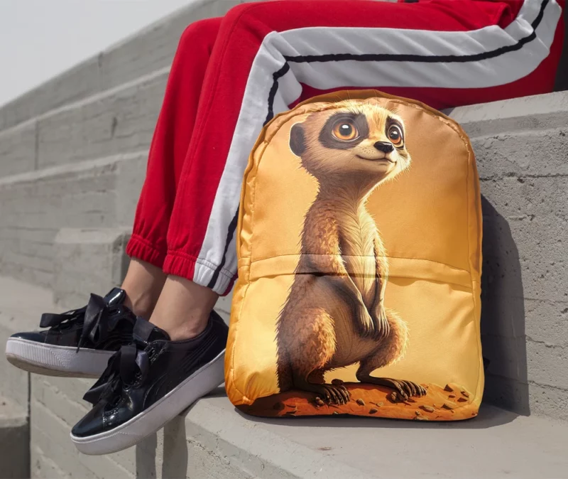 Posing Meerkat Cartoon Star Minimalist Backpack 1