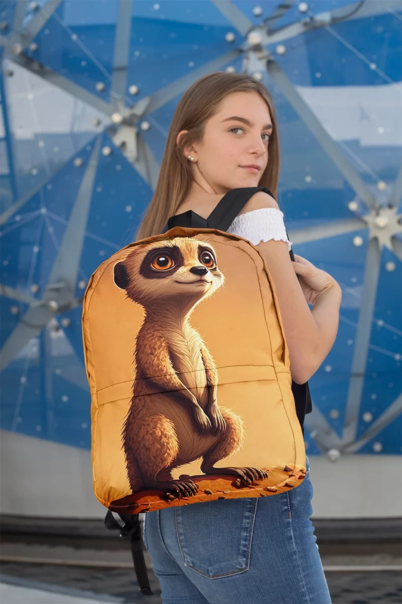 Posing Meerkat Cartoon Star Minimalist Backpack 2