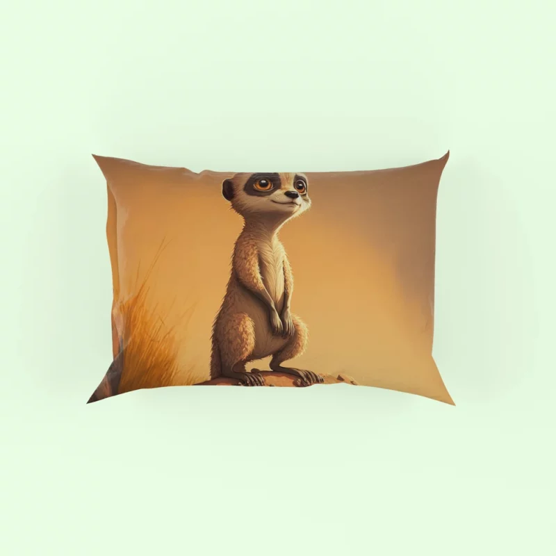 Posing Meerkat Cartoon Star Pillow Case