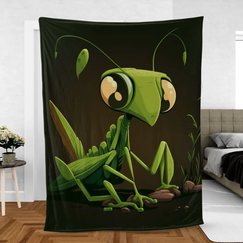 Praying Mantis Cartoon Fleece Blanket