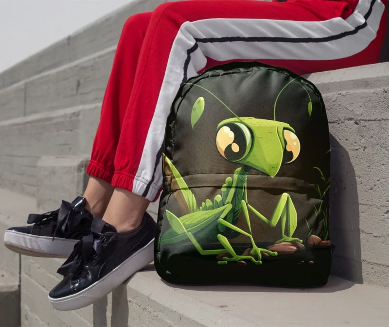 Praying Mantis Cartoon Minimalist Backpack 1