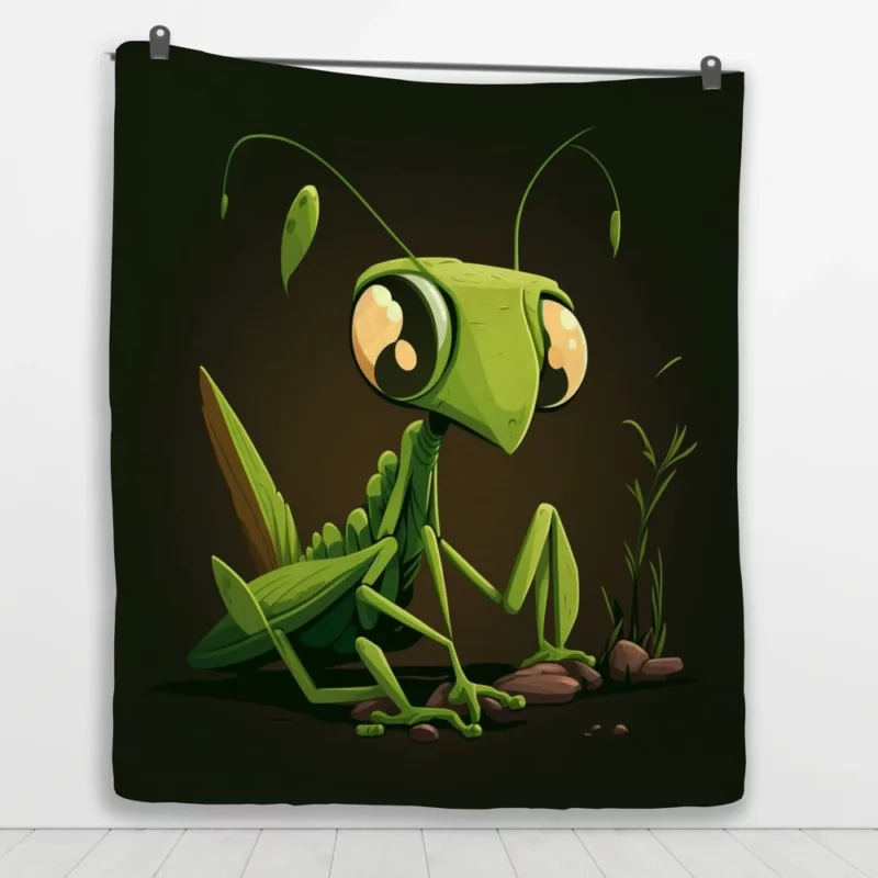 Praying Mantis Cartoon Quilt Blanket 1