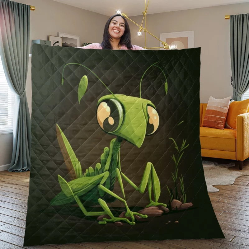 Praying Mantis Cartoon Quilt Blanket