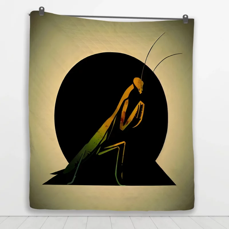 Praying Mantis Logo Design Quilt Blanket 1