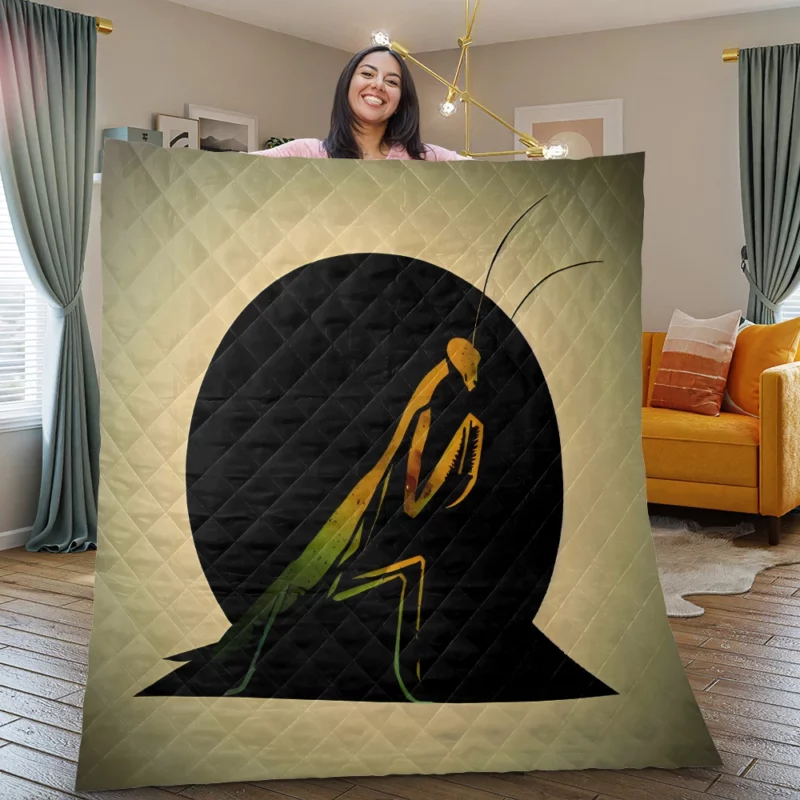 Praying Mantis Logo Design Quilt Blanket