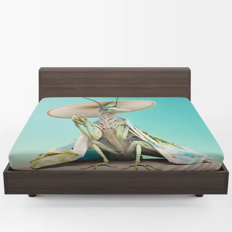 Praying Mantis With Flowers Fitted Sheet 1