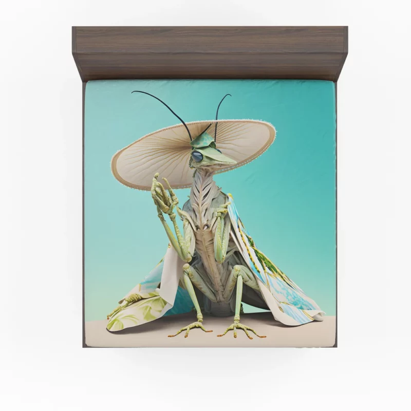 Praying Mantis With Flowers Fitted Sheet