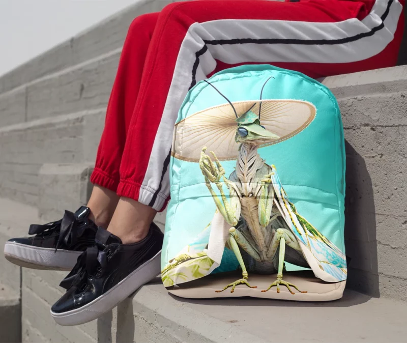 Praying Mantis With Flowers Minimalist Backpack 1