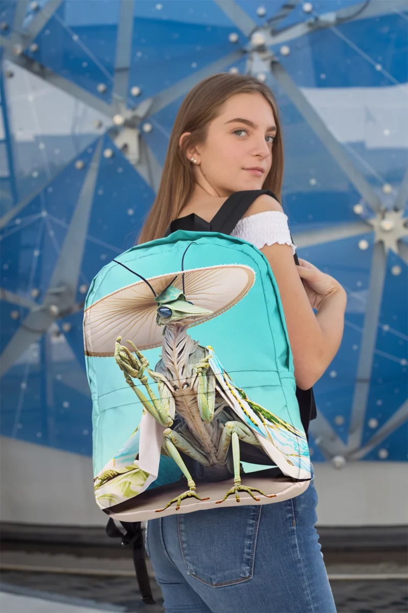 Praying Mantis With Flowers Minimalist Backpack 2