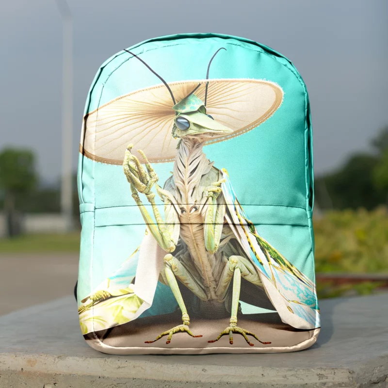 Praying Mantis With Flowers Minimalist Backpack