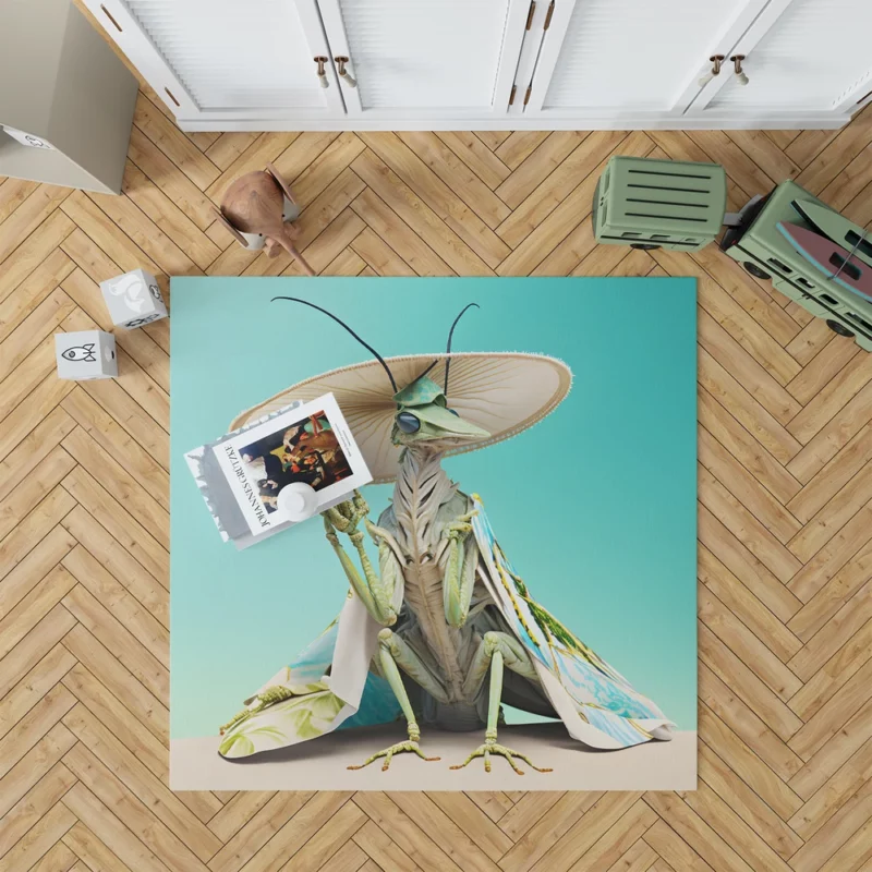 Praying Mantis With Flowers Rug