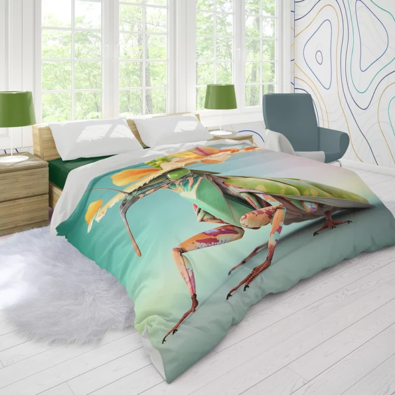 Praying Mantis in Hawaiian Outfit Duvet Cover