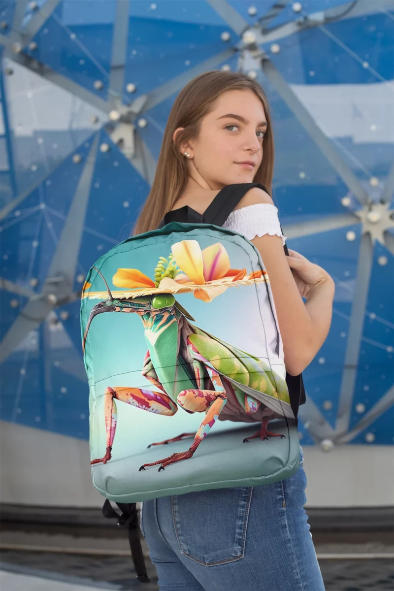 Praying Mantis in Hawaiian Outfit Minimalist Backpack 2