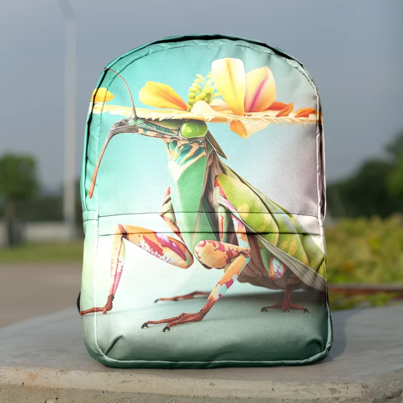 Praying Mantis in Hawaiian Outfit Minimalist Backpack