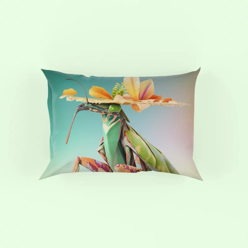 Praying Mantis in Hawaiian Outfit Pillow Case