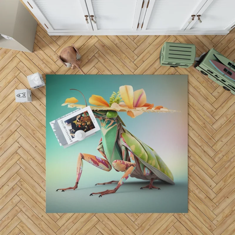 Praying Mantis in Hawaiian Outfit Rug