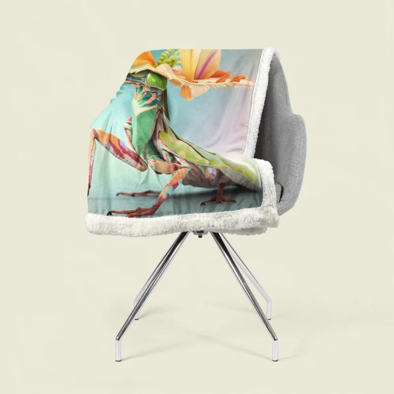 Praying Mantis in Hawaiian Outfit Sherpa Fleece Blanket 1