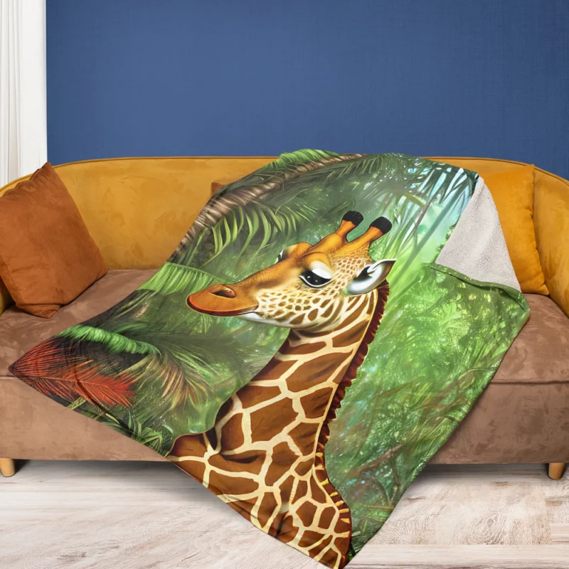 Psychedelic Giraffe Artwork Fleece Blanket 1