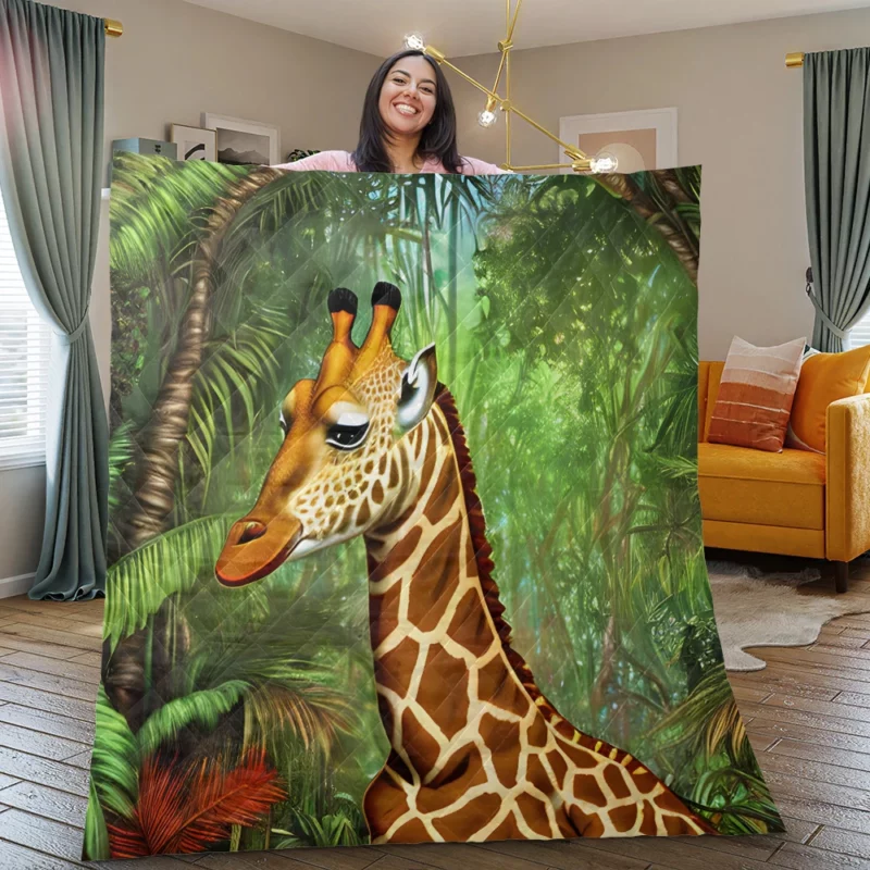 Psychedelic Giraffe Artwork Quilt Blanket