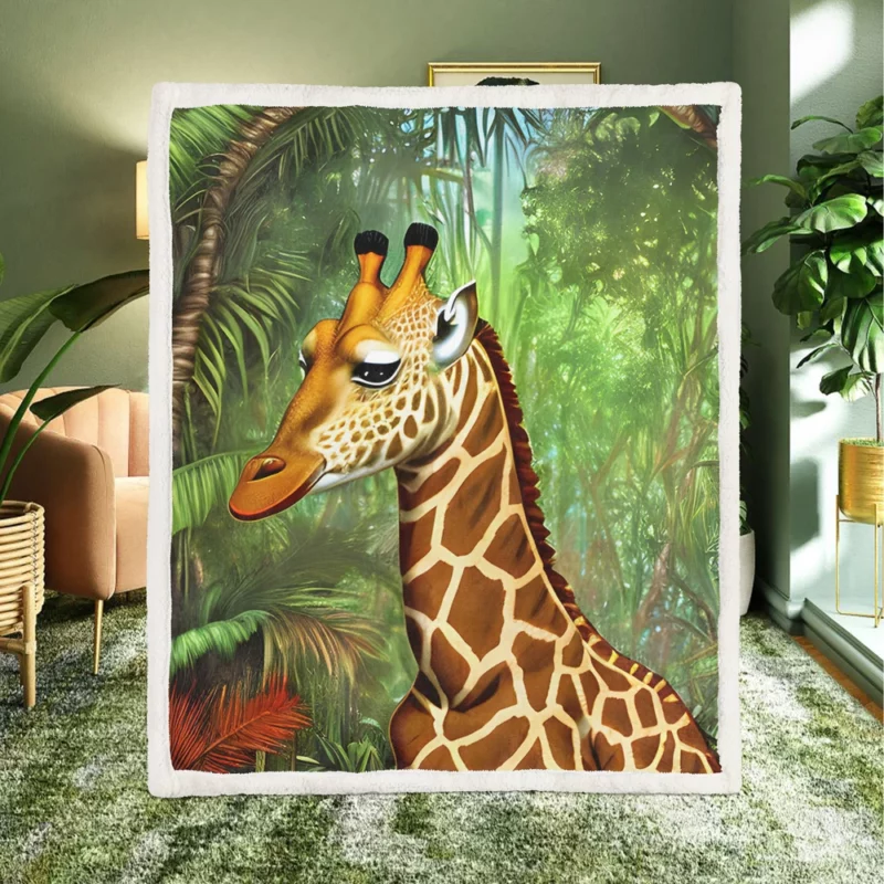 Psychedelic Giraffe Artwork Sherpa Fleece Blanket