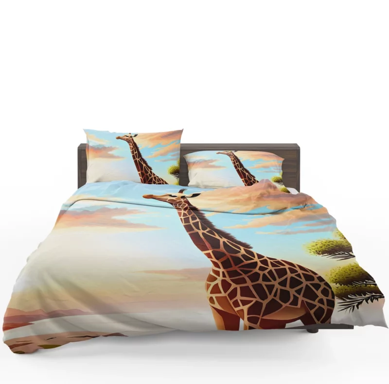 Psychedelic Giraffe Illustration Bedding Set 1