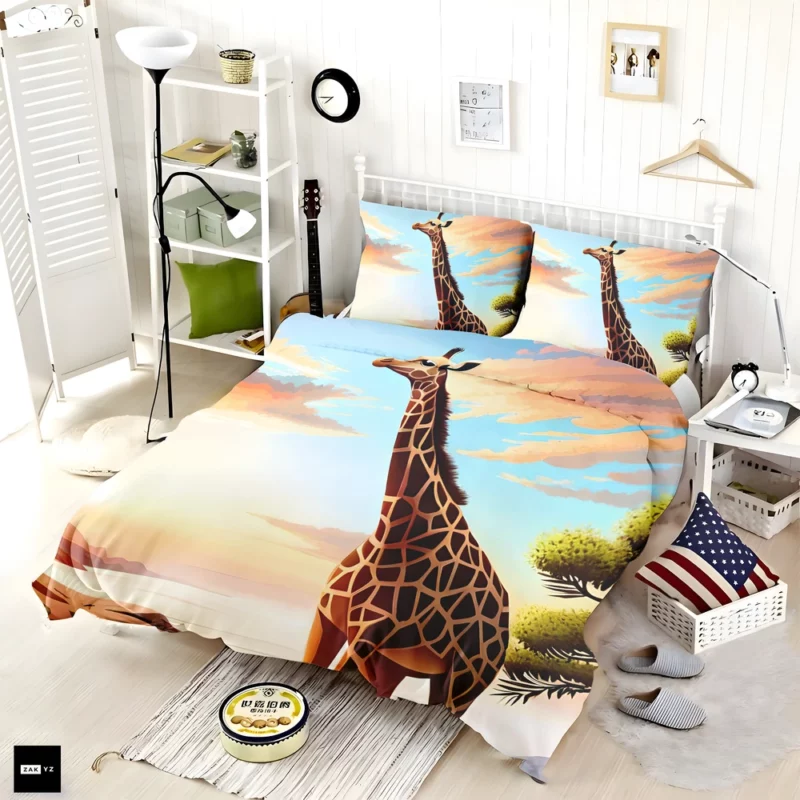 Psychedelic Giraffe Illustration Bedding Set