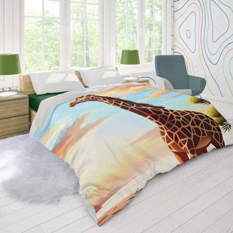 Psychedelic Giraffe Illustration Duvet Cover