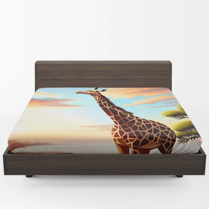 Psychedelic Giraffe Illustration Fitted Sheet 1