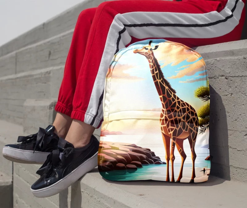 Psychedelic Giraffe Illustration Minimalist Backpack 1