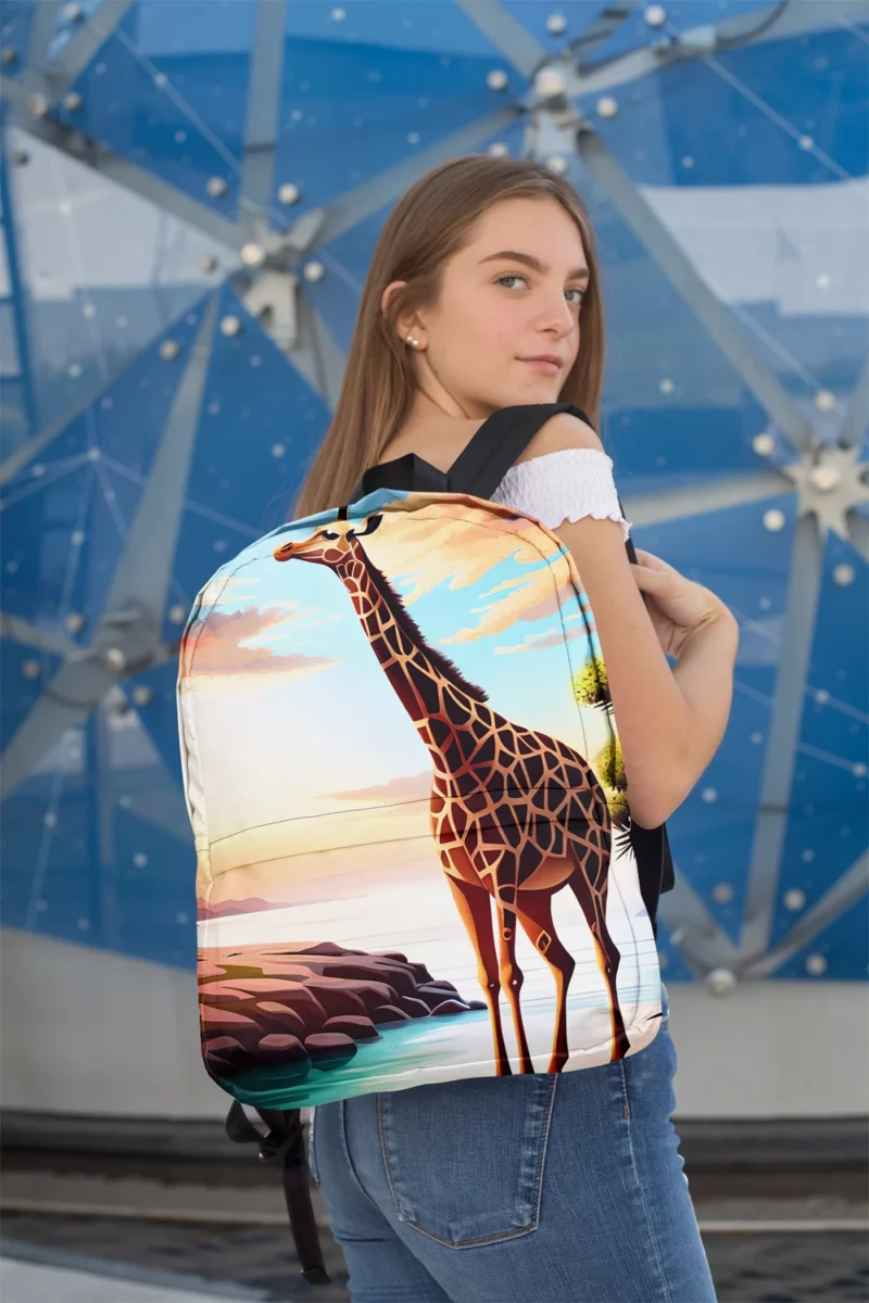 Psychedelic Giraffe Illustration Minimalist Backpack 2