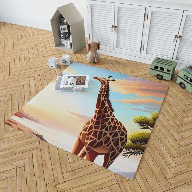 Psychedelic Giraffe Illustration Rug 1