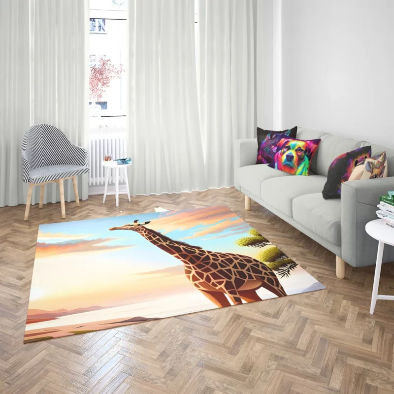 Psychedelic Giraffe Illustration Rug 2