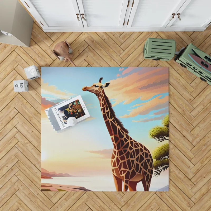 Psychedelic Giraffe Illustration Rug