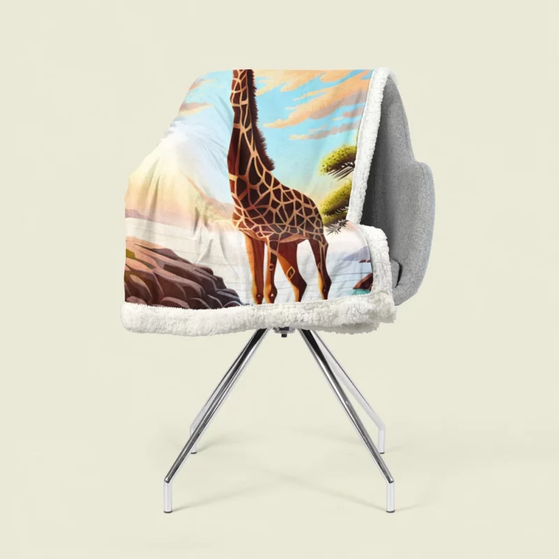 Psychedelic Giraffe Illustration Sherpa Fleece Blanket 1